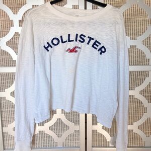 Hollister Women's White Cropped Sweatshirt With Some Stains